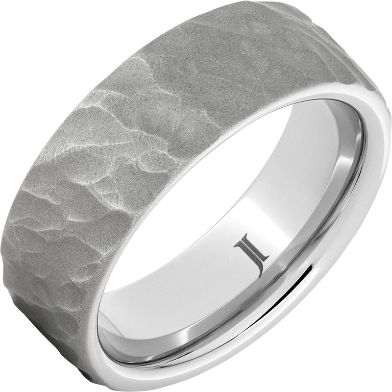 White Sandblast Serinium 8Mm Flat Thor Wedding Band Size 10