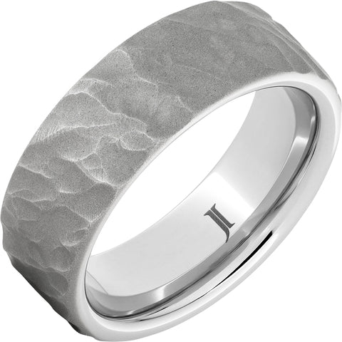 White Sandblast Serinium 8Mm Flat Thor Wedding Band Size 10