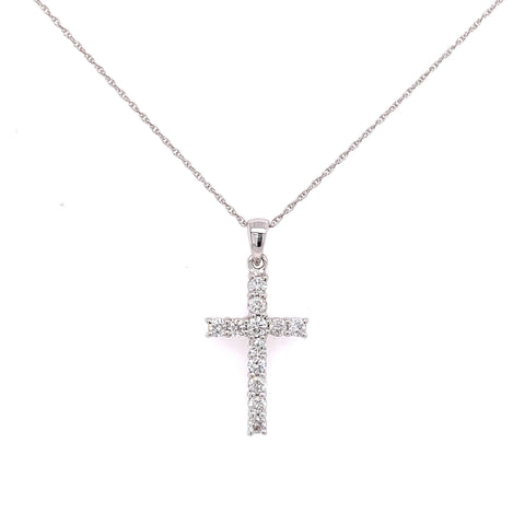 Diamond Cross Pendant | 14k White