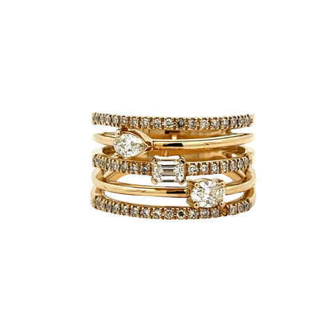 Multi-Row Stackable Style Fashion Ring | 14k Yellow