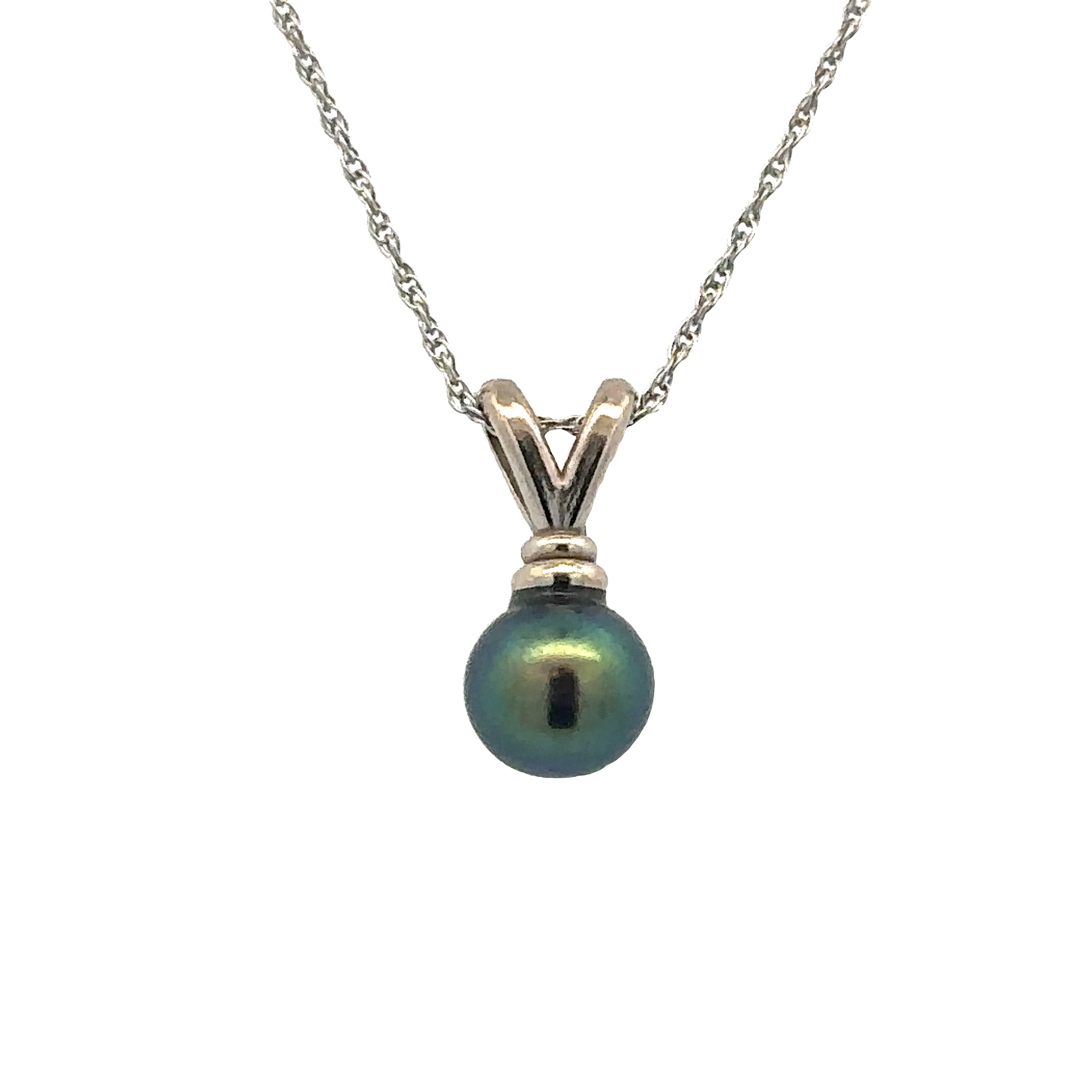 Drop Pearl Necklace | 14k White