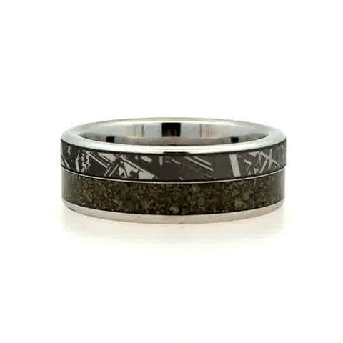 White Serenium Polish 8Mm Flat 3Mm Dinosaur Bone, Green With Meteorite