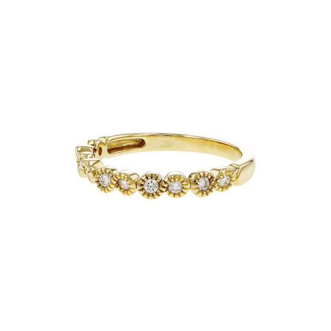 14 Karat Yellow Gold Bezel Set Anniversary Ring with .21ctw Round Brilliant Cut Diamonds