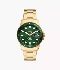 Fossil Dive Three-Hand Date, Gold Tone Stainless Steel Watch