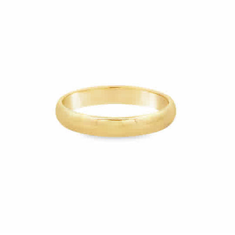Lady's Yellow 14 Karat 3Mm Half Round, Light Weight Wedding Band Size