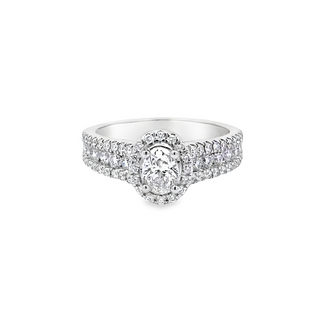 Oval Halo With Cathedral Sides Ring | 14k White (0,50ct Oval)