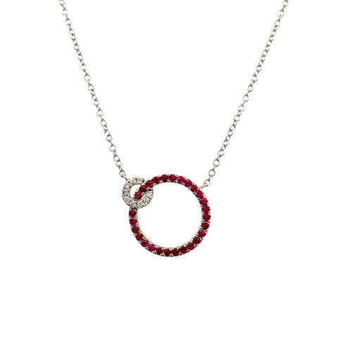 Stationary Interlocked Circles Necklace | 14k White