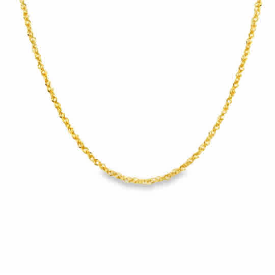 Yellow 14 Karat 1.15Mm Solid Sparkle Singapore Chain Length 16