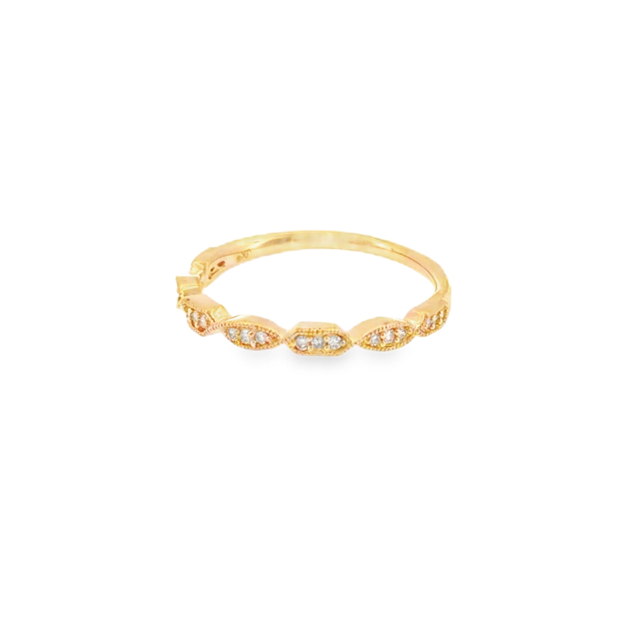 10 Karat Yellow Gold Twist Style with Round Brilliant Cut Diamonds .10ctw Anniversary Ring