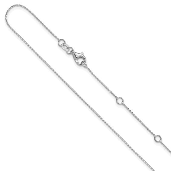 White 14 Karat Diamond Cut .85Mm Square Cable Chain Length 18