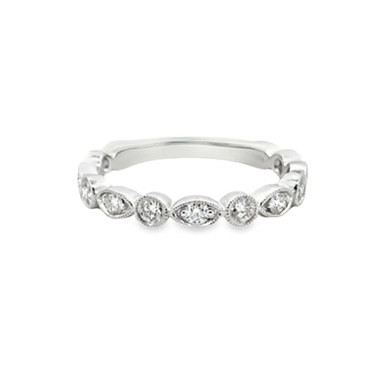 14K White Gold Geometric Diamond Stackable Ring *Stackable Collection*