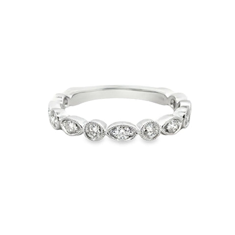 14K White Gold Geometric Diamond Stackable Ring *Stackable Collection*