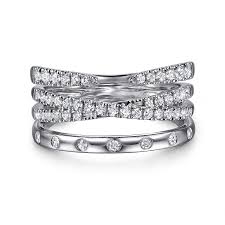 14K White Gold Multi Row Stackable Ring with .50ct Round Brilliant Cut Diamonds