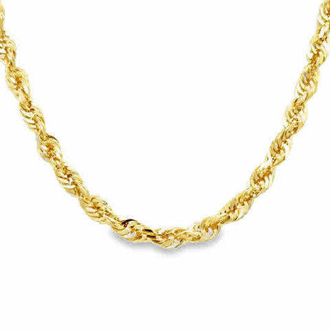 Yellow 14 Karat 3Mm Solid Glitter, Rope Chain Length 24