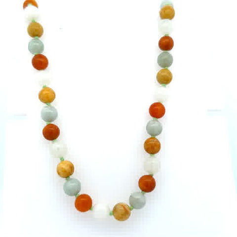 Multi Color Agate Beads Necklace | 14k Yellow