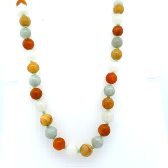 Multi Color Agate Beads Necklace | 14k Yellow
