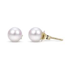 "A" Akoya Pearl Studs Earrings | 14k Yellow