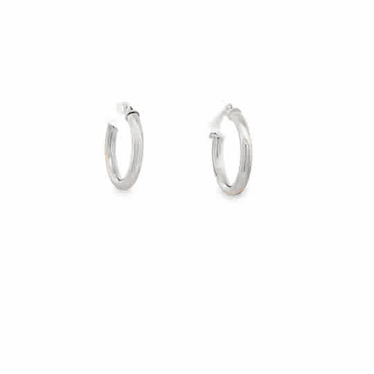Lady's White 14 Karat 2X15mm Tube Hoop Earrings