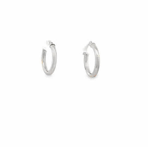 Lady's White 14 Karat 2X15mm Tube Hoop Earrings