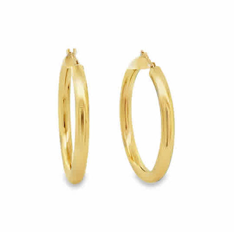 Lady's Yellow 14 Karat 3 X 30Mm Tube Hoop Earrings
