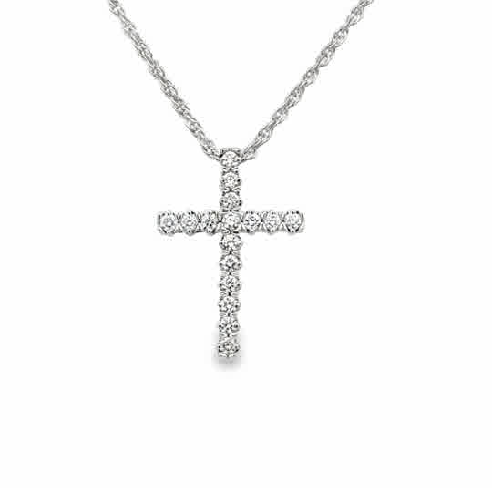 Diamond Cross Necklace | 14k White