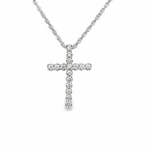 Diamond Cross Necklace | 14k White