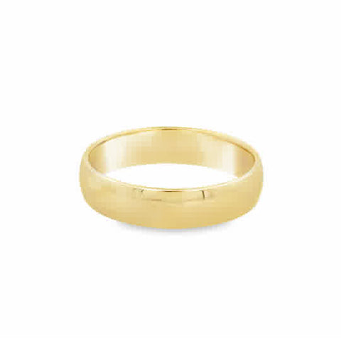 Gent's Yellow 14 Karat 5Mm Half Round Comfort Fit Wedding Band Size 10