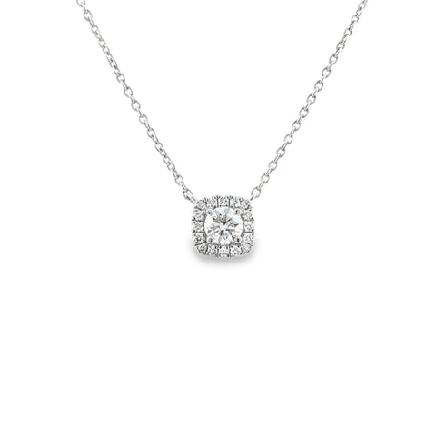 Lady's White 14 Karat Square Cluster, Stationary Necklace With 0.34Tw Round G/H Si1 Diamonds Purchases made from our Vendor Price case are not eligible for "complimentary" services. Standard ring sizings, setting fees, and yearly rhodium fees will be
