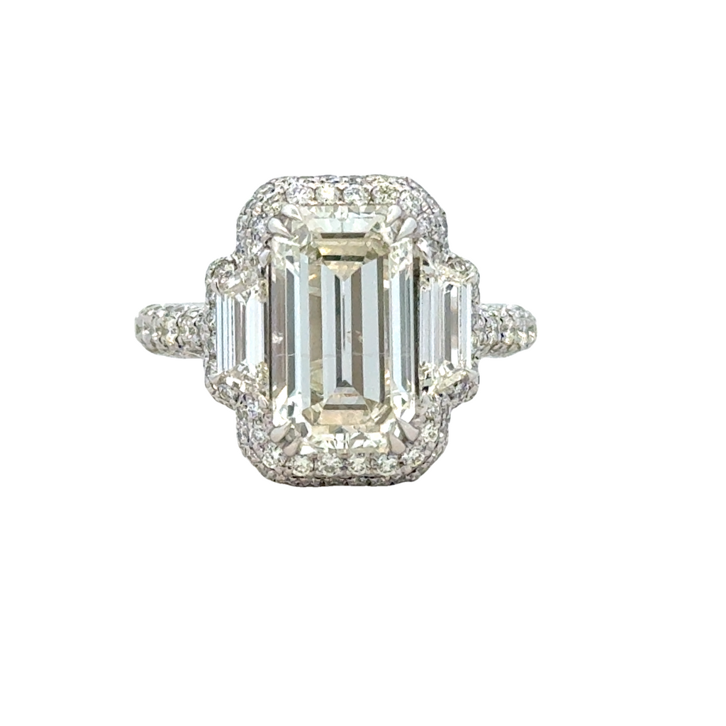 Elongated Micro Pave' Halo Ring | 950 Platinum