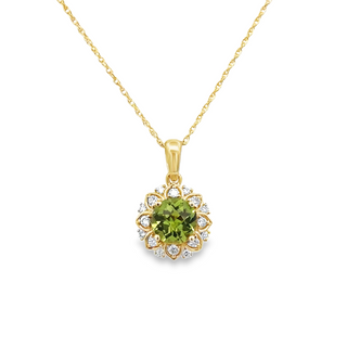 Lady's Yellow 14 Karat Vintage Halo With Faceted Center Necklace Lengt