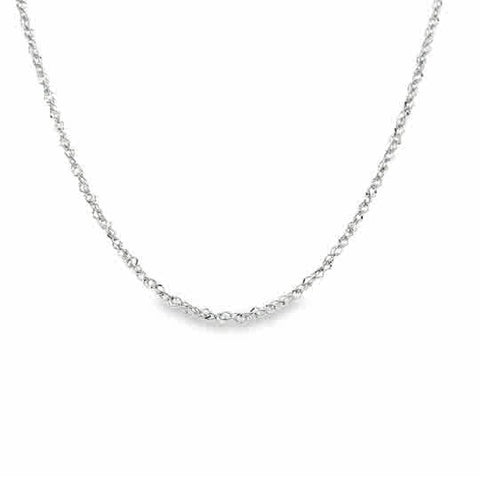 White 14 Karat 1.15Mm Solid Sparkle Singapore Chain Length 16