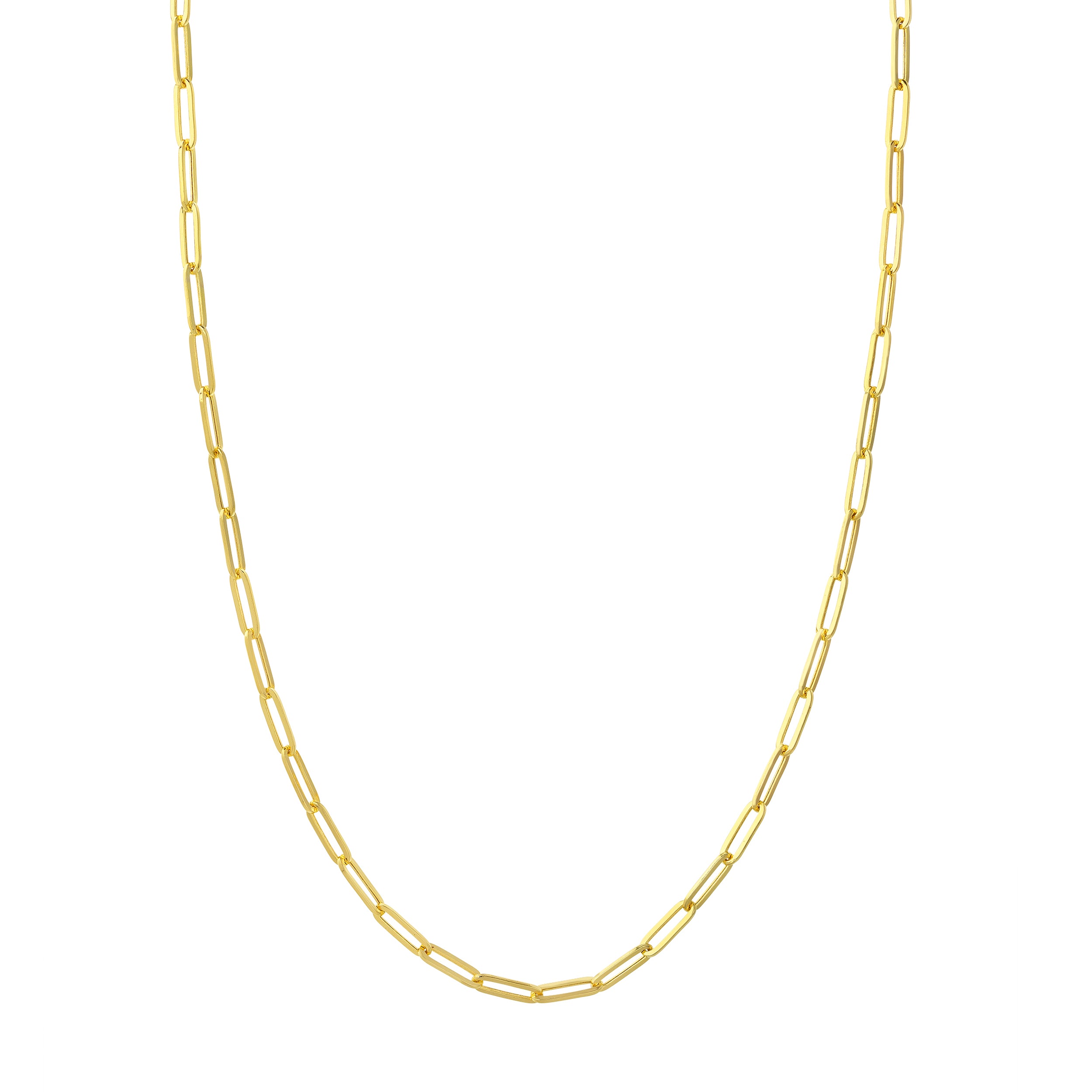 Yellow Polished 14 Karat 3.9Mm Hollow Paper Clip Chain Chain Length 24