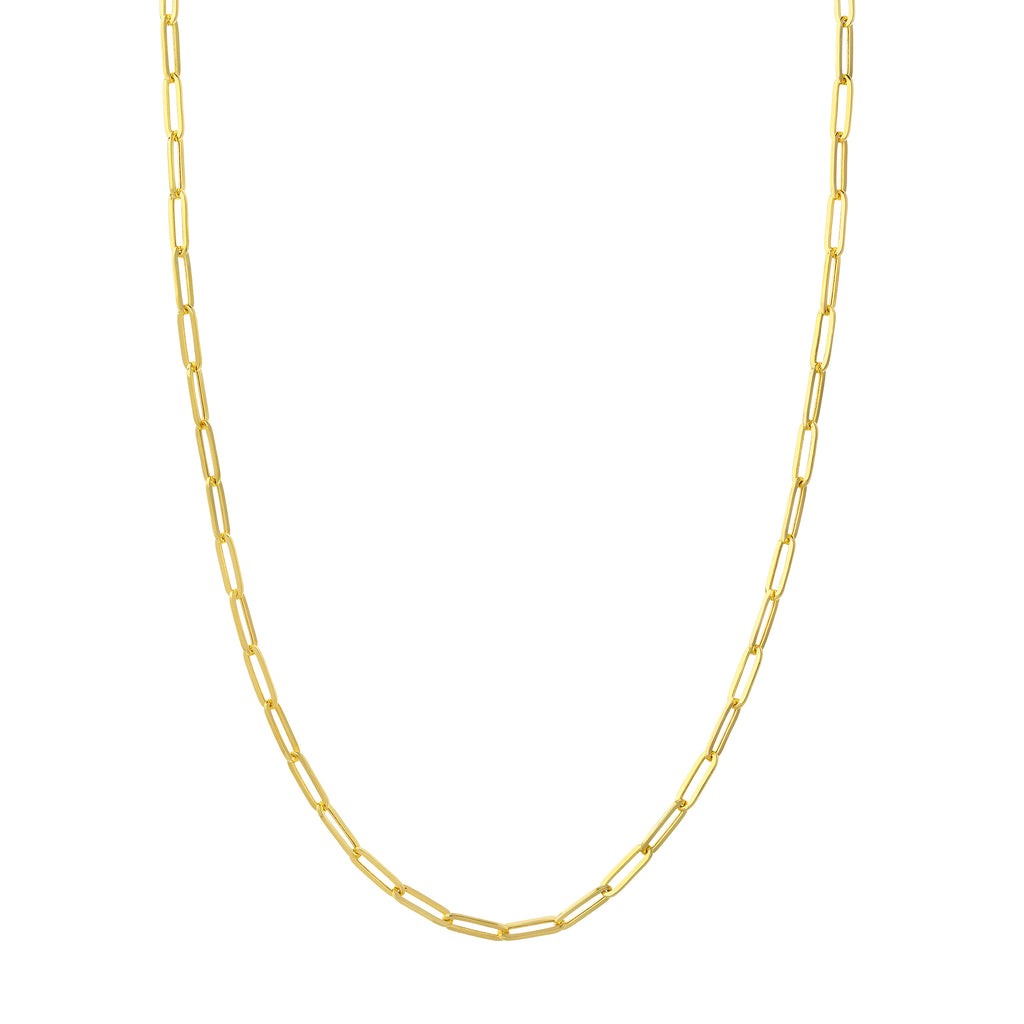 Hollow Paper Clip Chain | 14k Yellow