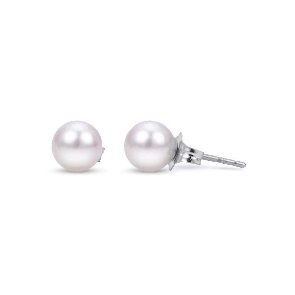 Lady's White 14 Karat 4Mm "A" Studs Earrings With 2=4.00Mm Akoya Pearls