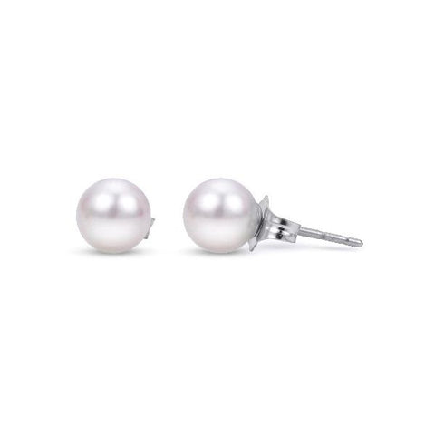 Lady's White 14 Karat 4Mm "A" Studs Earrings With 2=4.00Mm Akoya Pearls