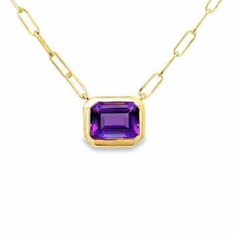 Yellow Gold Paperclip Necklace, 14k Metal Purity