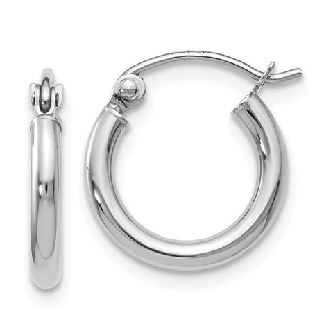 Lady's White 10 Karat 2Mm Mini Round Hoop Earrings .6 Grams