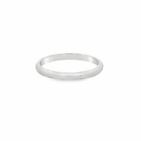 Lady's White 14 Karat 2Mm Half Round, Light Weight Wedding Band Size 6