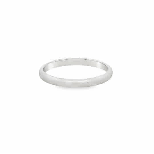 Lady's White 14 Karat 2Mm Half Round, Light Weight Wedding Band Size 6