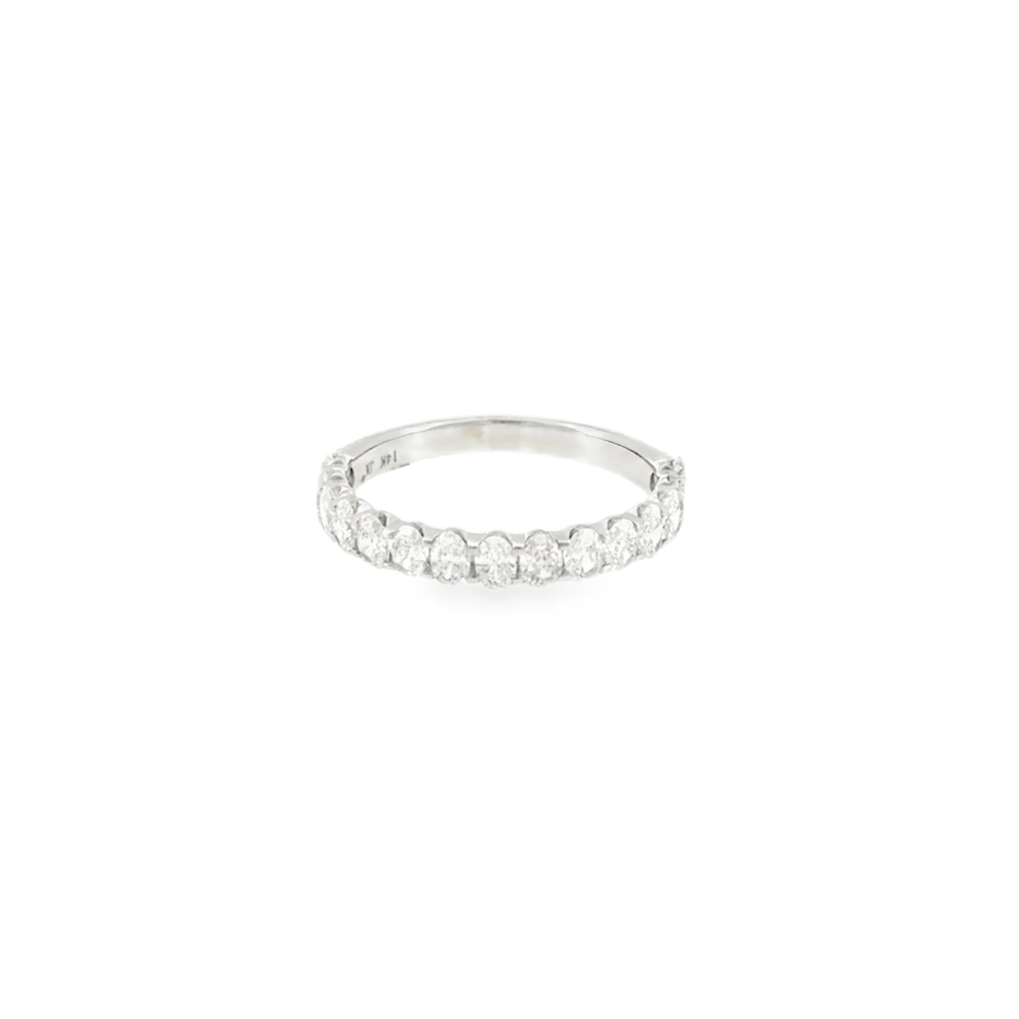 14 Karat White Gold Anniversary Ring with Fifteen (15) Oval Cut Diamonds .88ctw