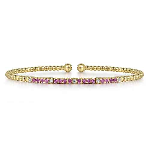 Prong Set Beaded Bujukan Bangle Bracelet | 14k Yellow