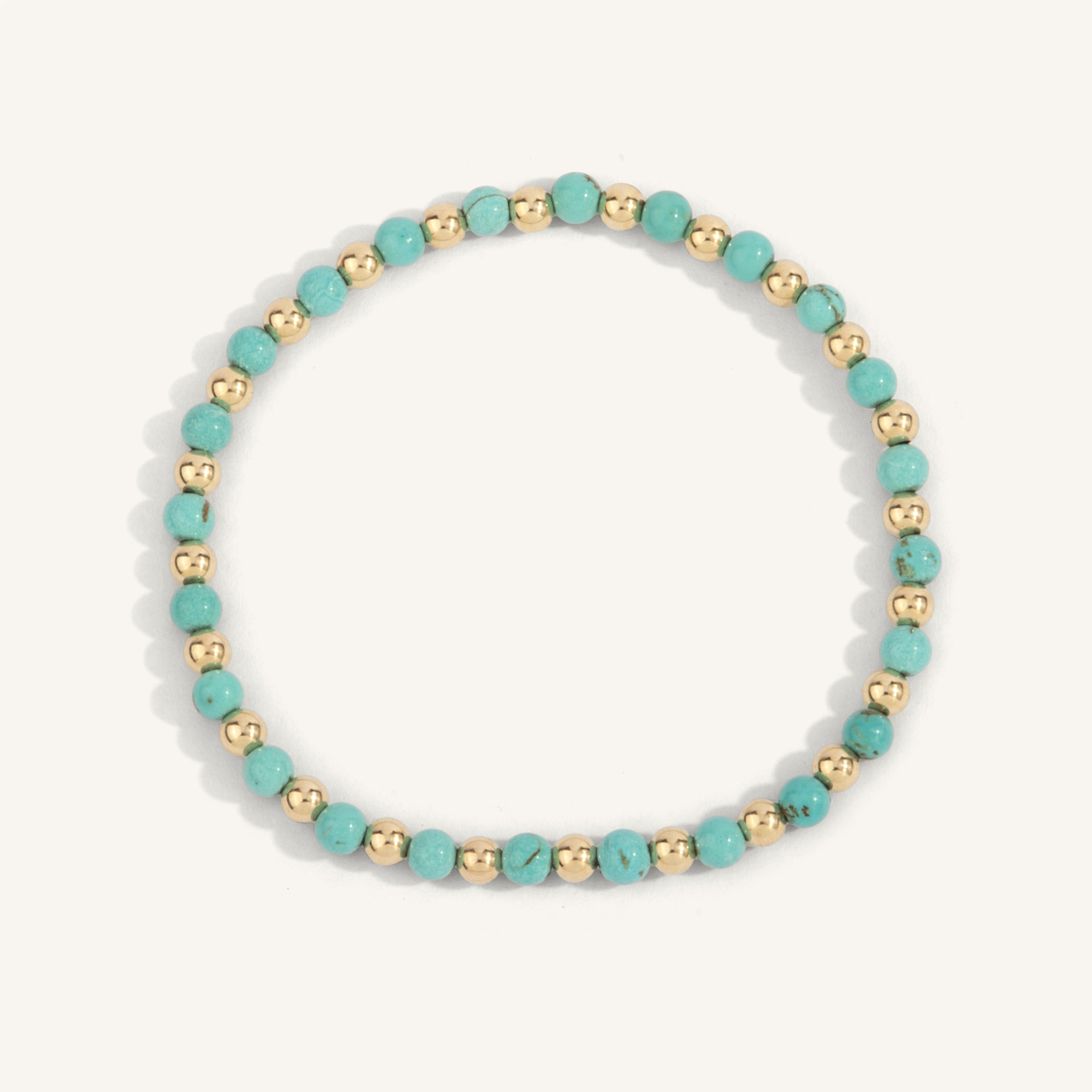 4mm Blue Howlite with Alternating Gold Filled Beads Bracelet 7''
