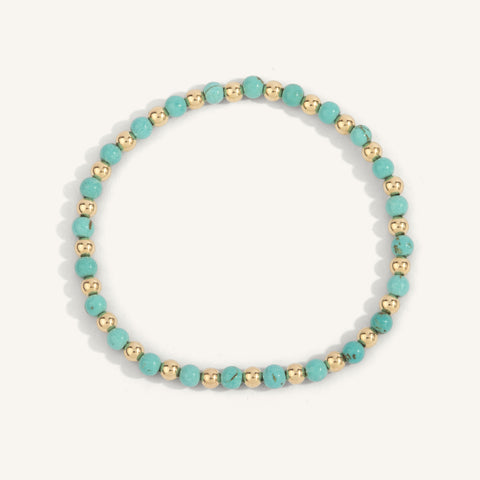 4mm Blue Howlite with Alternating Gold Filled Beads Bracelet 7''