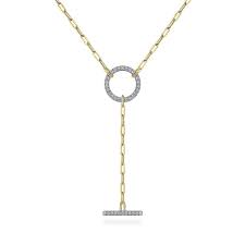 Diamond Circle and Bar Pendant | 14k Yellow
