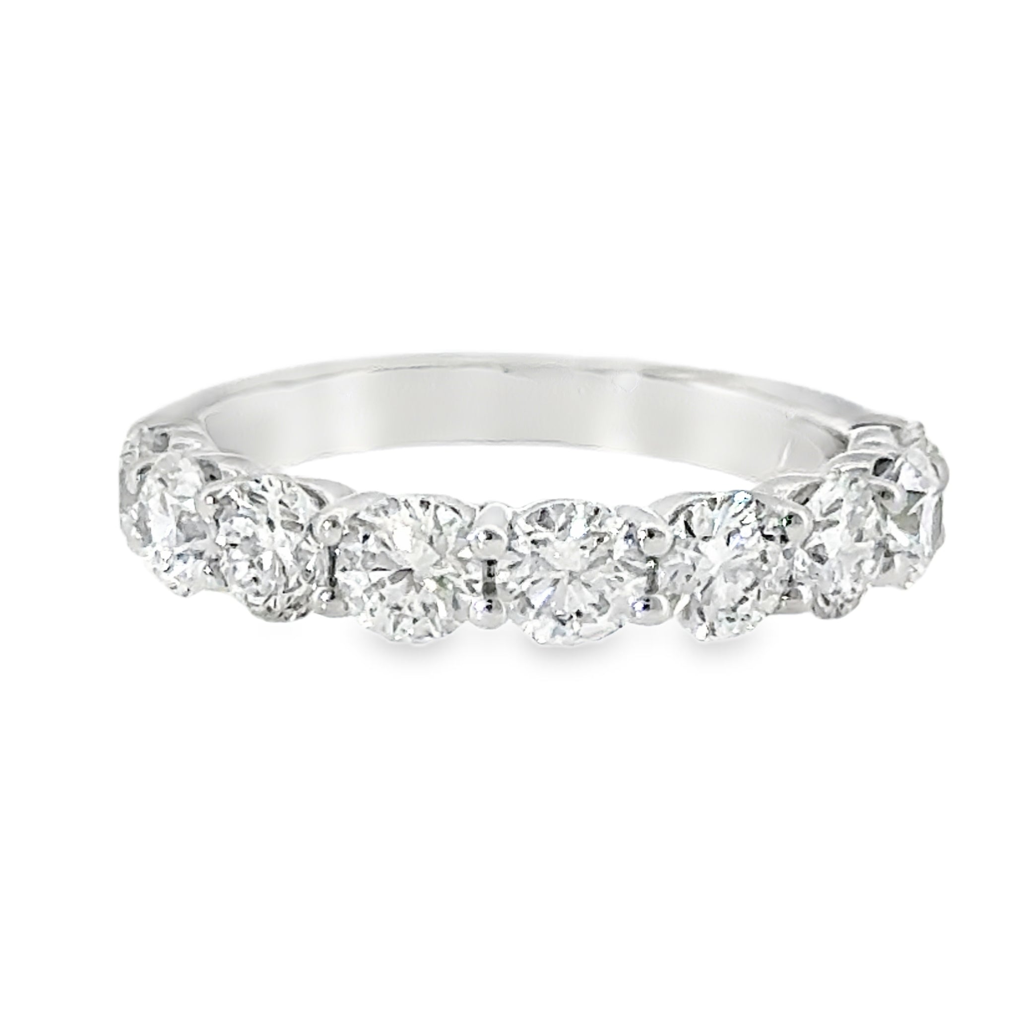 14 Karat White Gold Prong Set Anniversary Ring with 2.00ctw Round Lab Created Diamonds