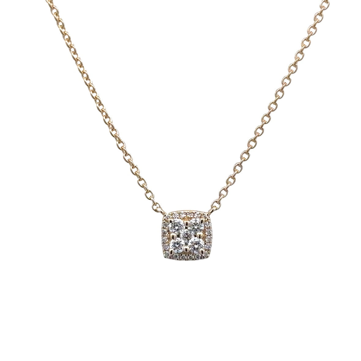 Square Cluster Stationary Necklace | 14k Yellow