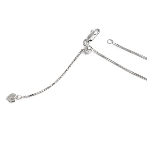 White Sterling Silver 1.3Mm Adjustable Wheat Chain Length 22