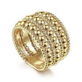 Lady's Yellow 14 Karat Beaded Stackable Fashion Ring Size 6.5