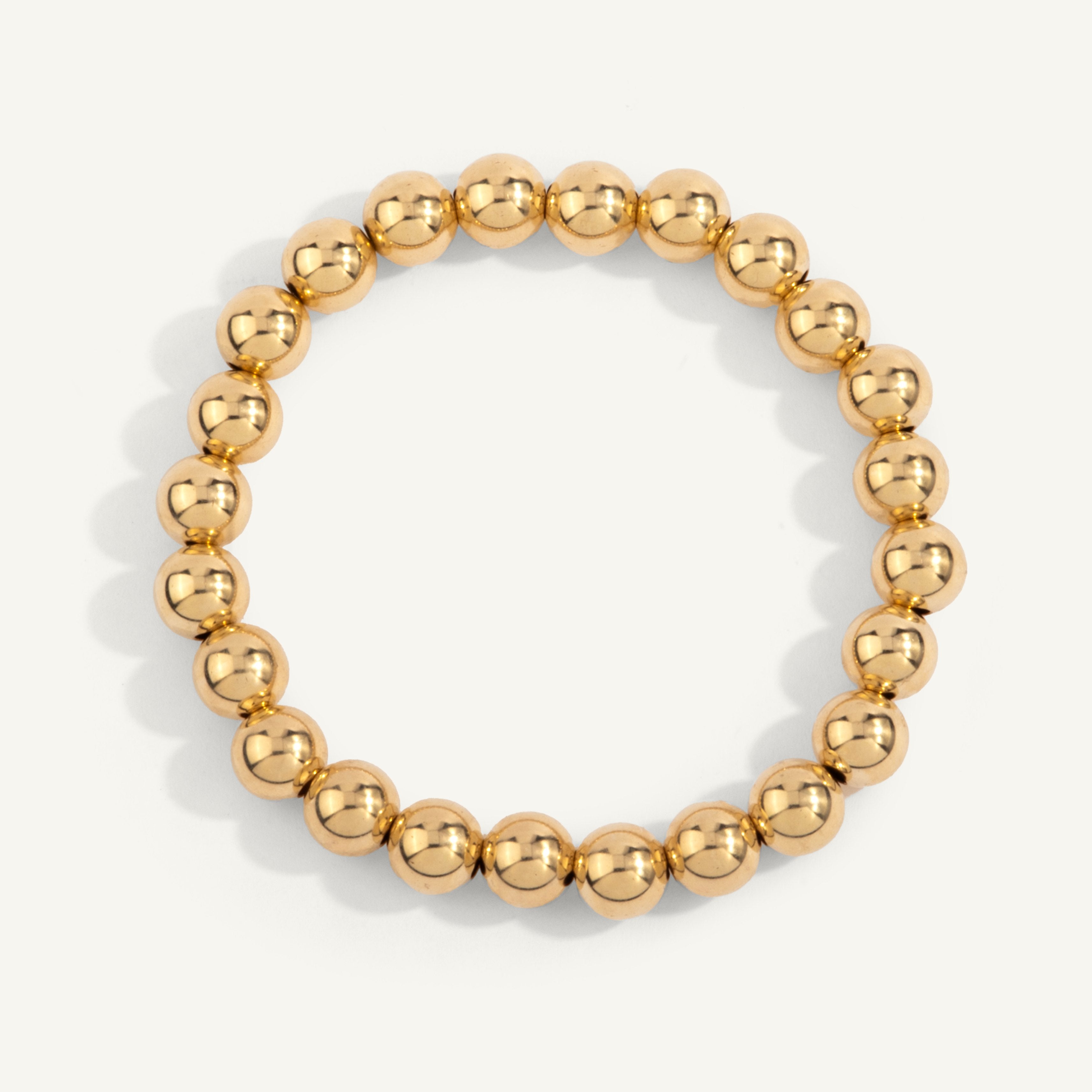 8mm Gold Filled Beaded Bracelet 7''