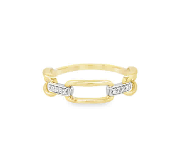 Lady's Tt 14 Karat Modern Fashion Ring With = 0.04Tw Round G/H Si1 Dia